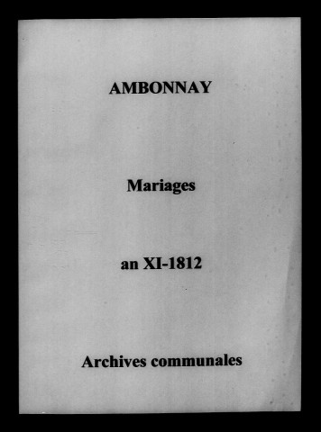 Ambonnay. Mariages an XI-1812