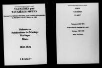 Tauxières. Naissances, publications de mariage, mariages, décès 1823-1832