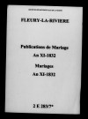Fleury-la-Rivière. Publications de mariage, mariages an XI-1832