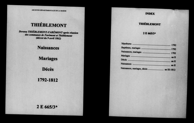 Thiéblemont. Naissances, mariages, décès 1792-1812
