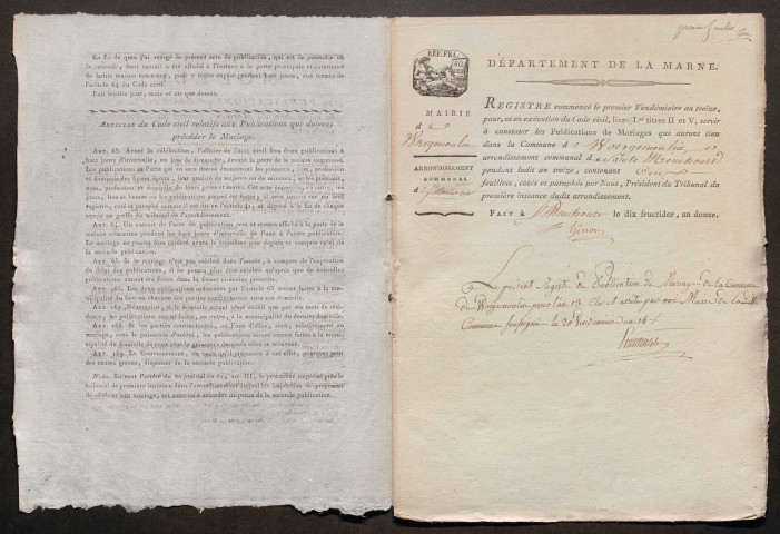 Wargemoulin. Publications de mariage an XII-1927