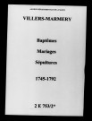 Villers-Marmery. Baptêmes, mariages, sépultures 1745-1792
