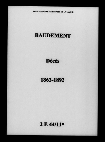 Baudement. Décès 1863-1892
