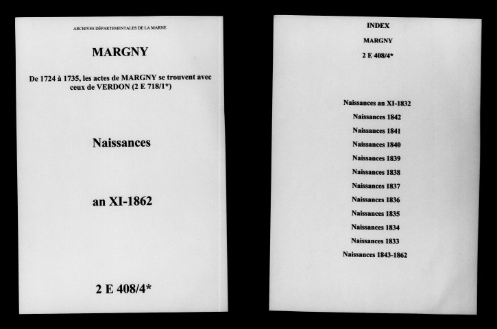 Margny. Naissances an XI-1862