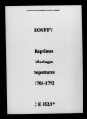 Rouffy. Baptêmes, mariages, sépultures 1701-1792