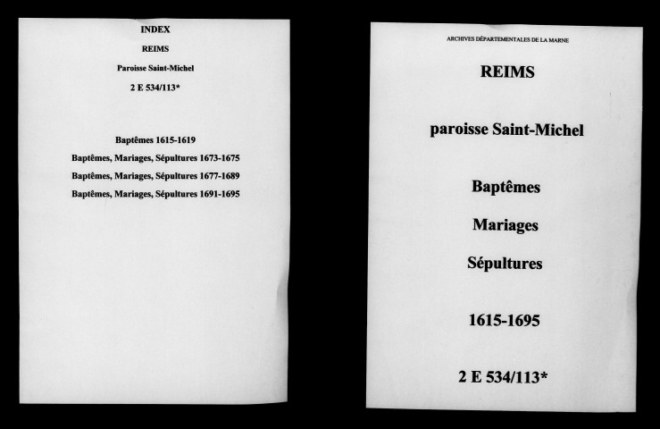 Reims. Saint-Michel. Baptêmes, mariages, sépultures 1615-1695
