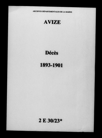 Avize. Décès 1893-1901