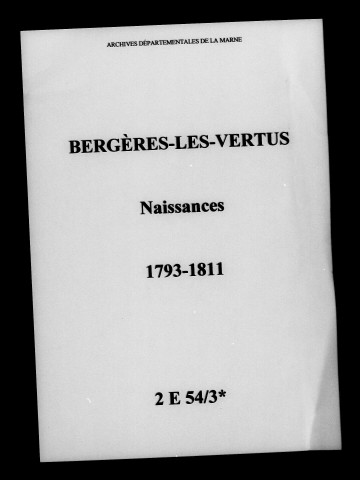 Bergères-lès-Vertus. Naissances 1793-1811