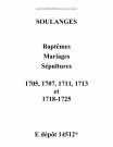 Soulanges. Baptêmes, mariages, sépultures 1705-1725