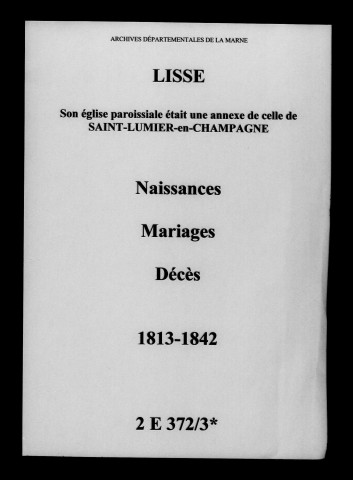 Lisse. Naissances, mariages, décès 1813-1842