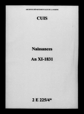 Cuis. Naissances an XI-1831