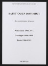 Saint-Ouen-Domprot. Naissances, mariages, décès 1906-1911 (reconstitutions)