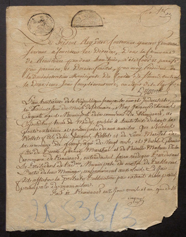 Remicourt. Publications de mariage an VIII-1927