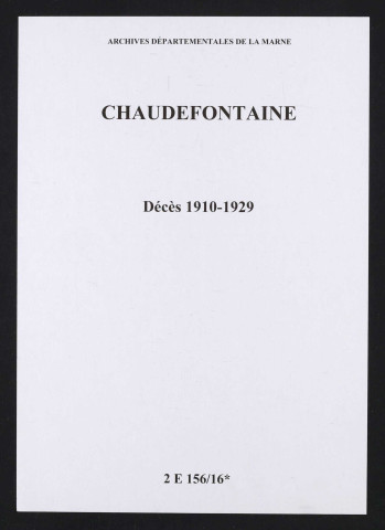 Chaudefontaine. Décès 1910-1929