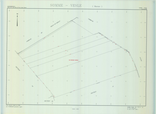 Somme-Vesle (51548). Section YH échelle 1/2000, plan remembré pour 2006, plan régulier (calque)