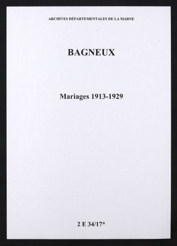 Bagneux. Mariages 1913-1929