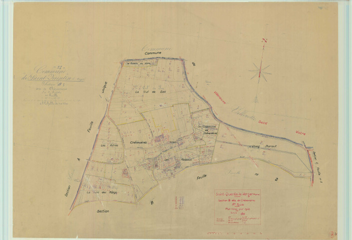 Saint-Quentin-le-Verger (51511). Section B1 échelle 1/2500, plan mis à jour pour 01/01/1948, non régulier (papier)