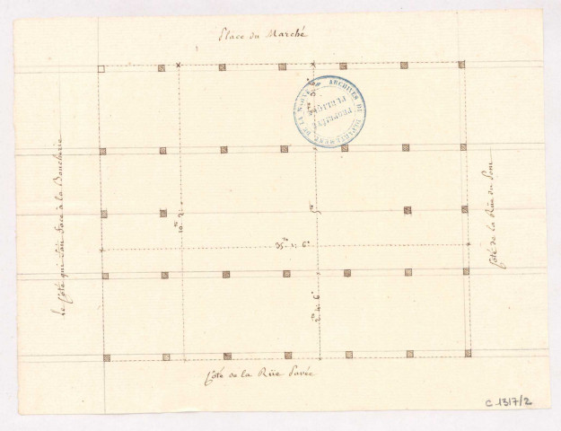Vitry-le-François. Plan de la halle susceptible de servir de manège, 1783.