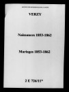 Verzy. Naissances, mariages 1853-1862