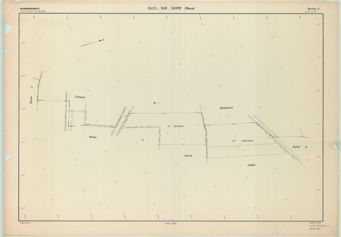 Isles-sur-Suippe (51299). Section Z échelle 1/2000, plan remembré pour 1970, plan régulier (papier).