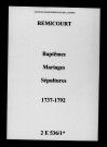 Remicourt. Baptêmes, mariages, sépultures 1737-1792