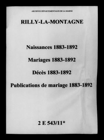Rilly-la-Montagne. Naissances, mariages, décès, publications de mariage 1883-1892