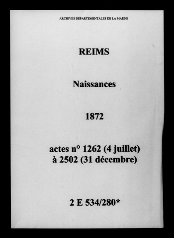 Reims. Naissances 1872
