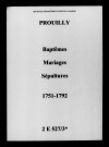 Prouilly. Baptêmes, mariages, sépultures 1751-1792