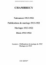 Chambrecy. Naissances, publications de mariage, mariages, décès 1913-1922