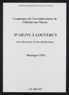 Communes d'Aigny à Louvercy de l'arrondissement de Châlons. Mariages 1925
