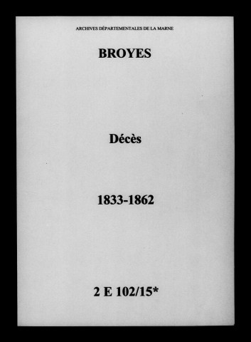 Broyes. Décès 1833-1862