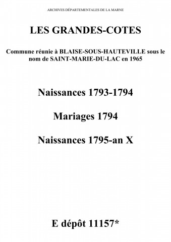Grandes-Côtes (Les). Naissances 1793-an X