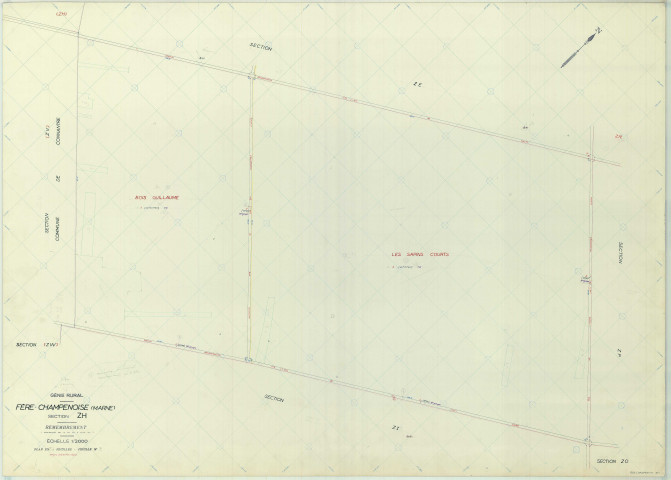 Fère-Champenoise (51248). Section ZH échelle 1/2000, plan remembré pour 01/01/1971, régulier avant 20/03/1980 (papier armé)