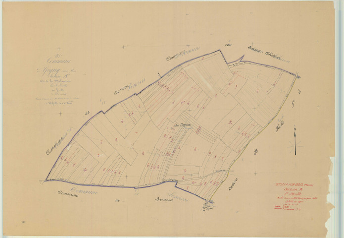 Gigny-Bussy (51270). Section A1 échelle 1/2000, plan mis à jour pour 1955, plan non régulier (papier)