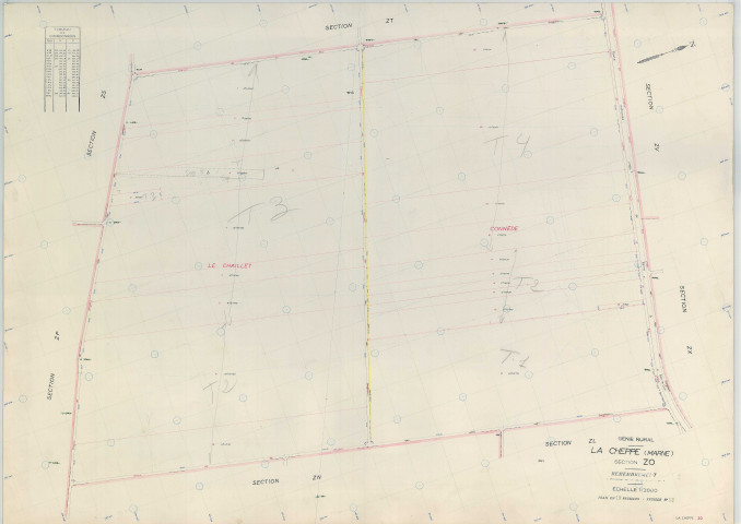 Cheppe (La) (51147). Section ZO échelle 1/2000, plan remembré pour 1968, plan régulier (papier armé)