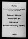 Mutry. Naissances, mariages, décès, publications de mariage 1863-1872
