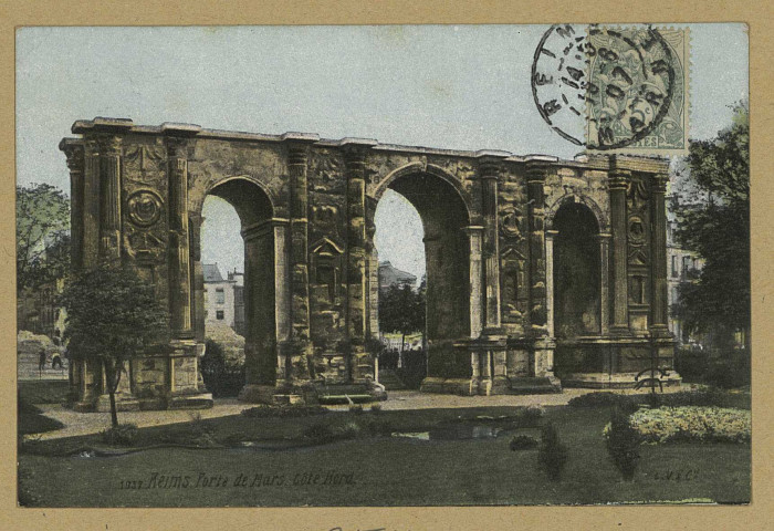 REIMS. 1037. Porte de Mars - Côté Nord.
ParisL.V. et Cie, Aqua-Photo.1907