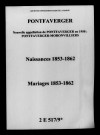 Pontfaverger. Naissances, mariages 1853-1862