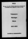 Wez. Naissances, mariages, décès 1813-1822