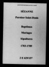 Sézanne. Saint-Denis. Baptêmes, mariages, sépultures 1703-1709