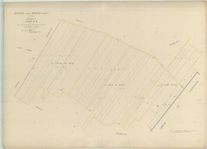 Aulnay-sur-Marne (51023). Section C2 3 échelle 1/1000, plan dressé pour 1912, plan non régulier (papier)