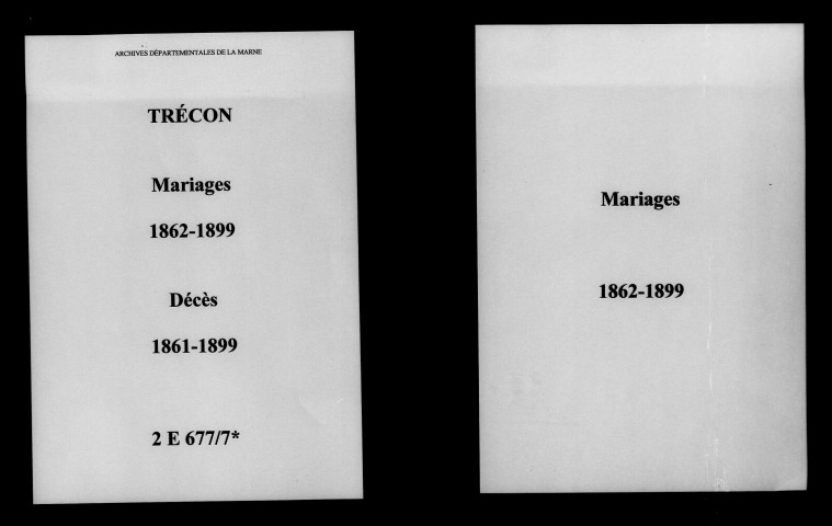 Trécon. Mariages, décès 1861-1899