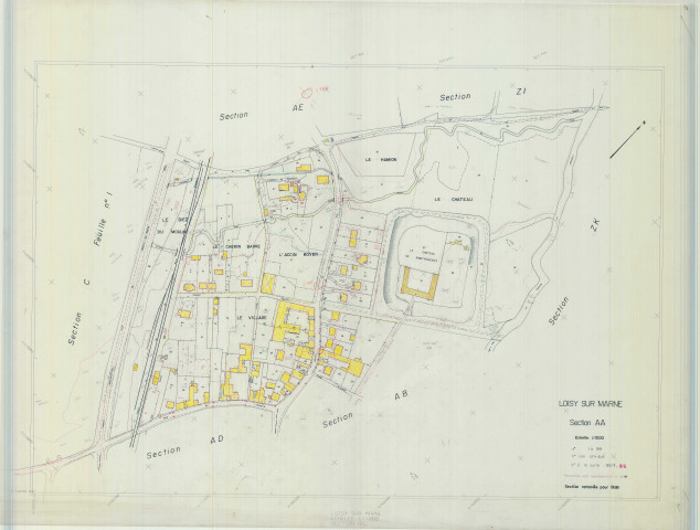 Loisy-sur-Marne (51328). Section AA 2 échelle 1/1000, plan remanié pour 1988, plan régulier (calque)