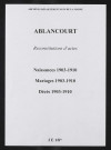 Ablancourt. Naissances, mariages, décès 1903-1910 (reconstitutions)