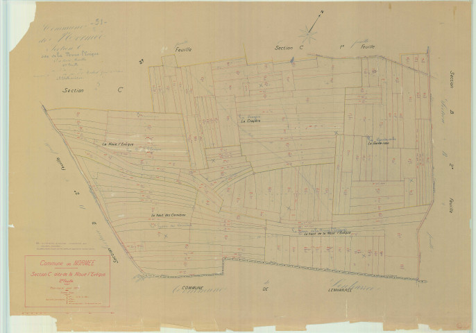 Fère-Champenoise (51248). Section C2 échelle 1/2000, plan mis à jour pour 01/01/1953, non régulier. Anciens plans de Normée (papier)