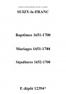 Suizy-le-Franc. Baptêmes, mariages, sépultures 1651-1700