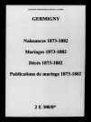 Germigny. Naissances, mariages, décès, publications de mariage 1873-1882