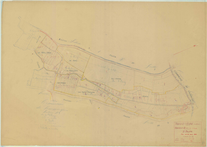 Somme-Yèvre (51549). Section B3 échelle 1/1250, plan mis à jour pour 1945, plan non régulier (papier)