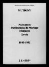 Mutigny. Naissances, publications de mariage, mariages, décès 1843-1852