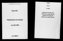 Malmy. Publications de mariage an XII-1901